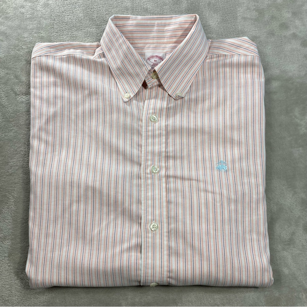 Brooks Brothers 346 Button Down Supima Original Polo Shirt Sz M Pastel Pink Blue